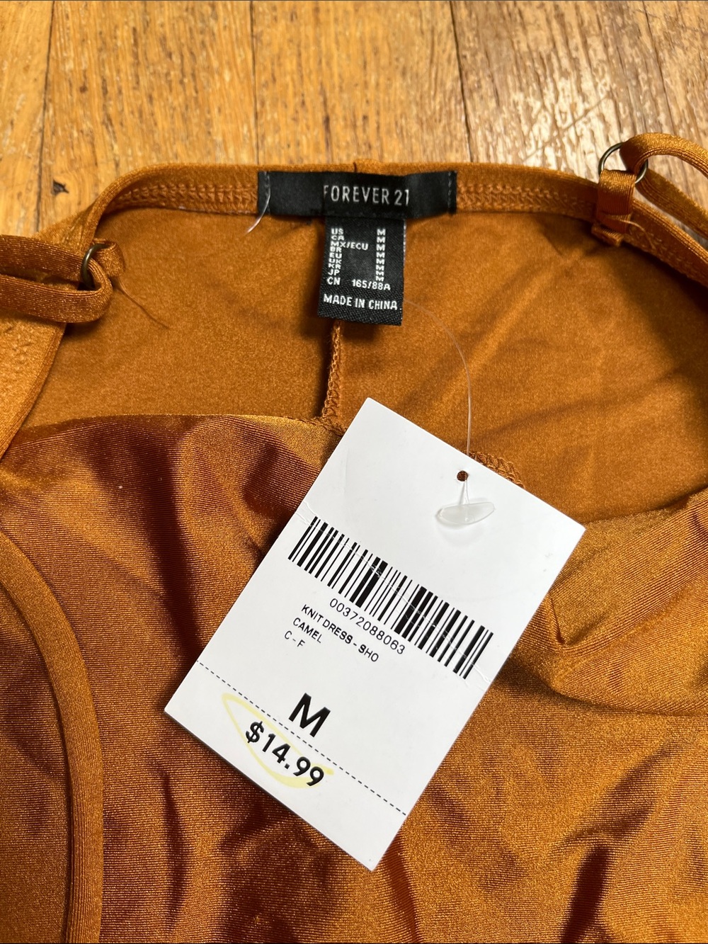 NWT Forever 21 Slip Bodycon Mini Dress goldenrod - Picture 2 of 3